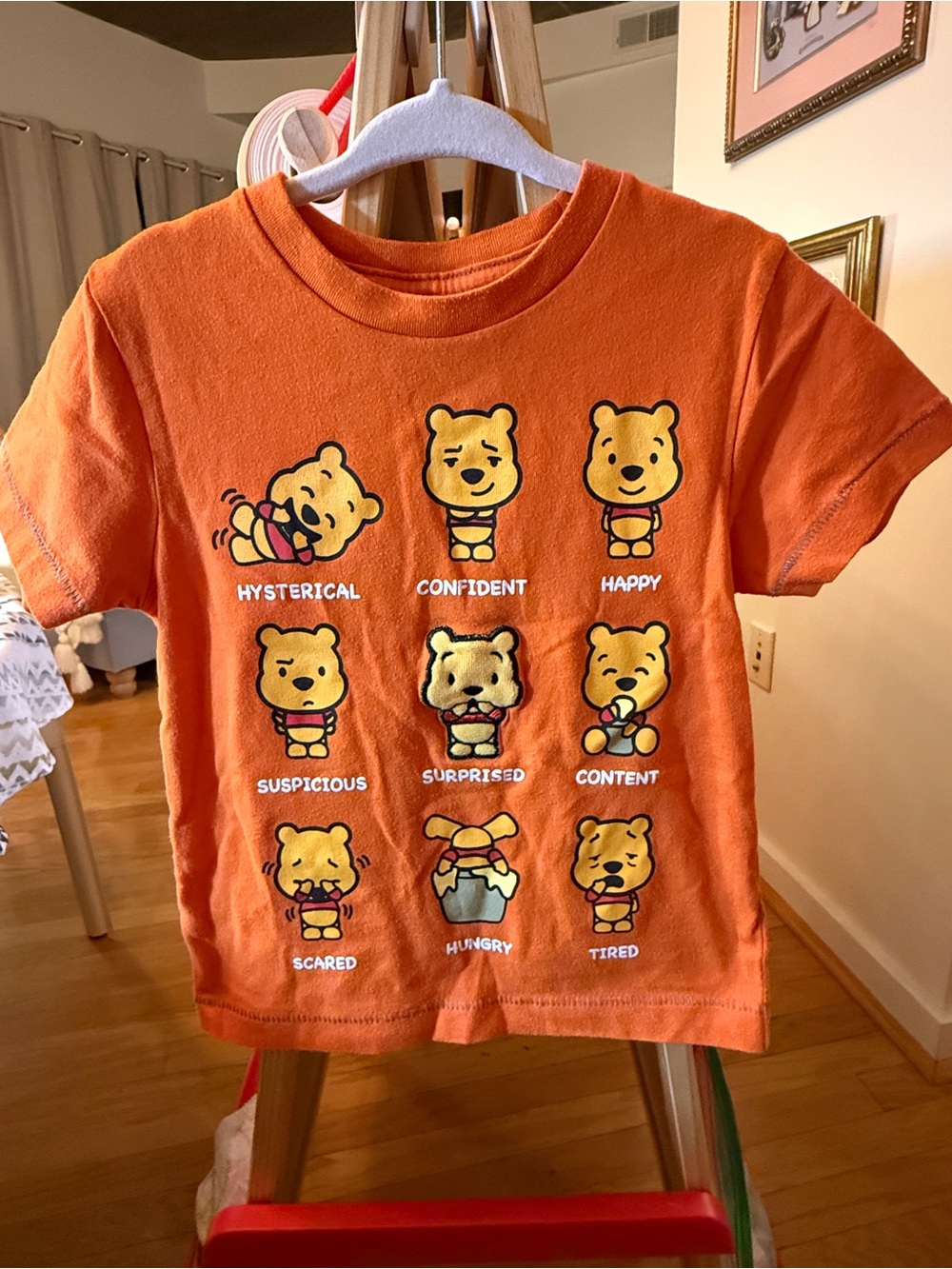 Disney Parks Winnie the Pooh Emotions Tee 3T Orange Toddler EUC